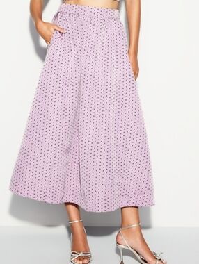 2X • The Occasion by Old Navy • Lavender Dotted High-Waisted Taffeta Midi Skirt